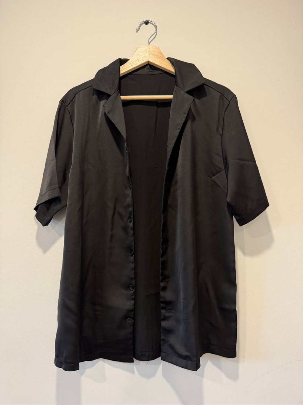 Men's Black satin Resort shirt